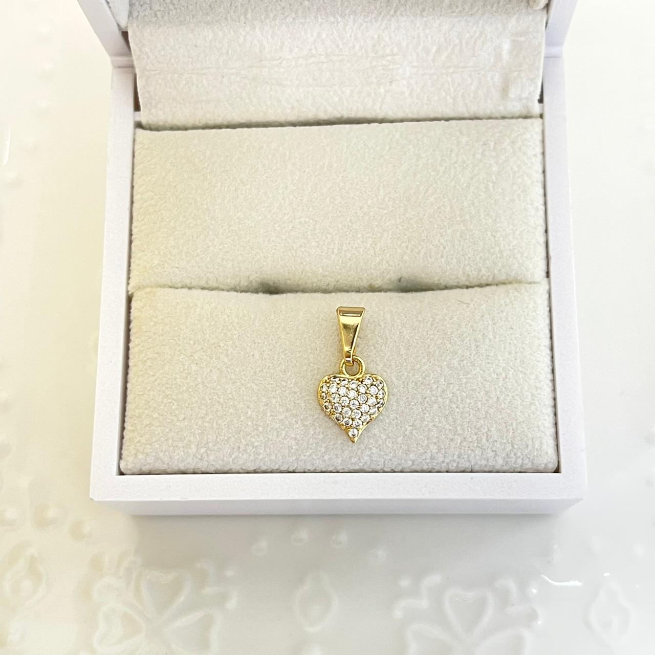 Dije Corazón Con Circón Blanco 1.6cm ID: 225