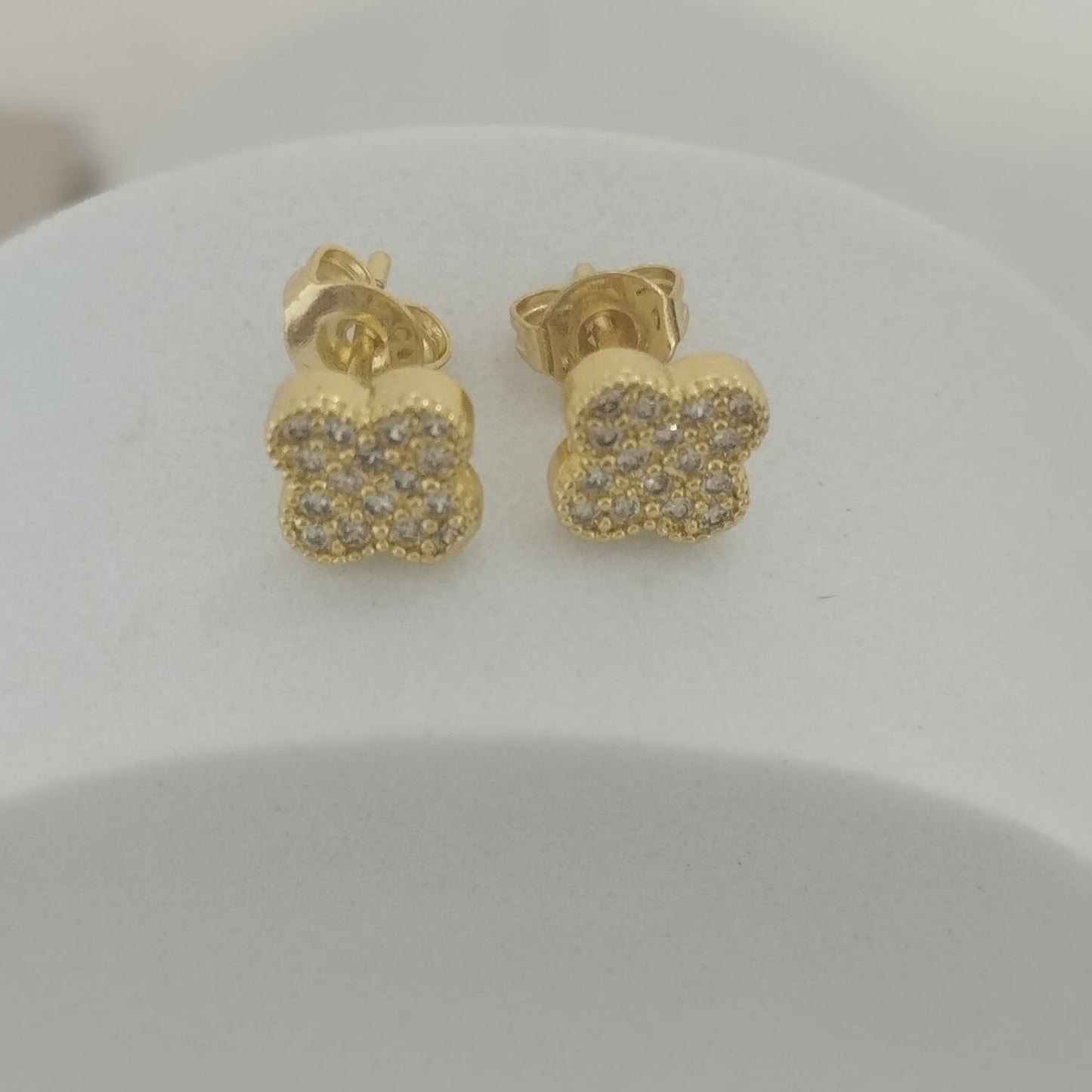 Topos Trebol Luck Circon Blanco 7mm