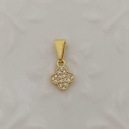 Dije Trebol Con Circon blanco 2cm