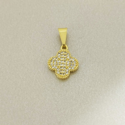 Dije Trebol Con Circon blanco 2cm