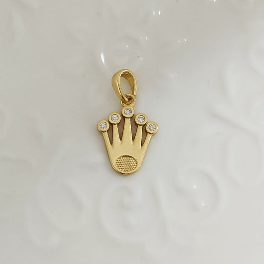 Dije Corona RX Con Circones Blancos 1.7cm