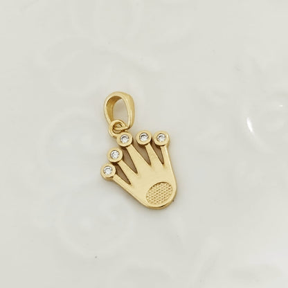 Dije Corona RX Con Circones Blancos 1.7cm