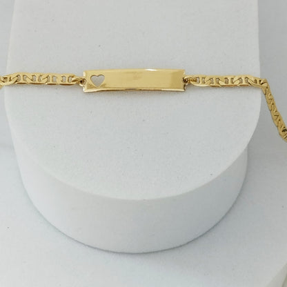 Pulsera Bebe Con Placa Tejido Escalera 15cm Incluye La Marcada ID: 142