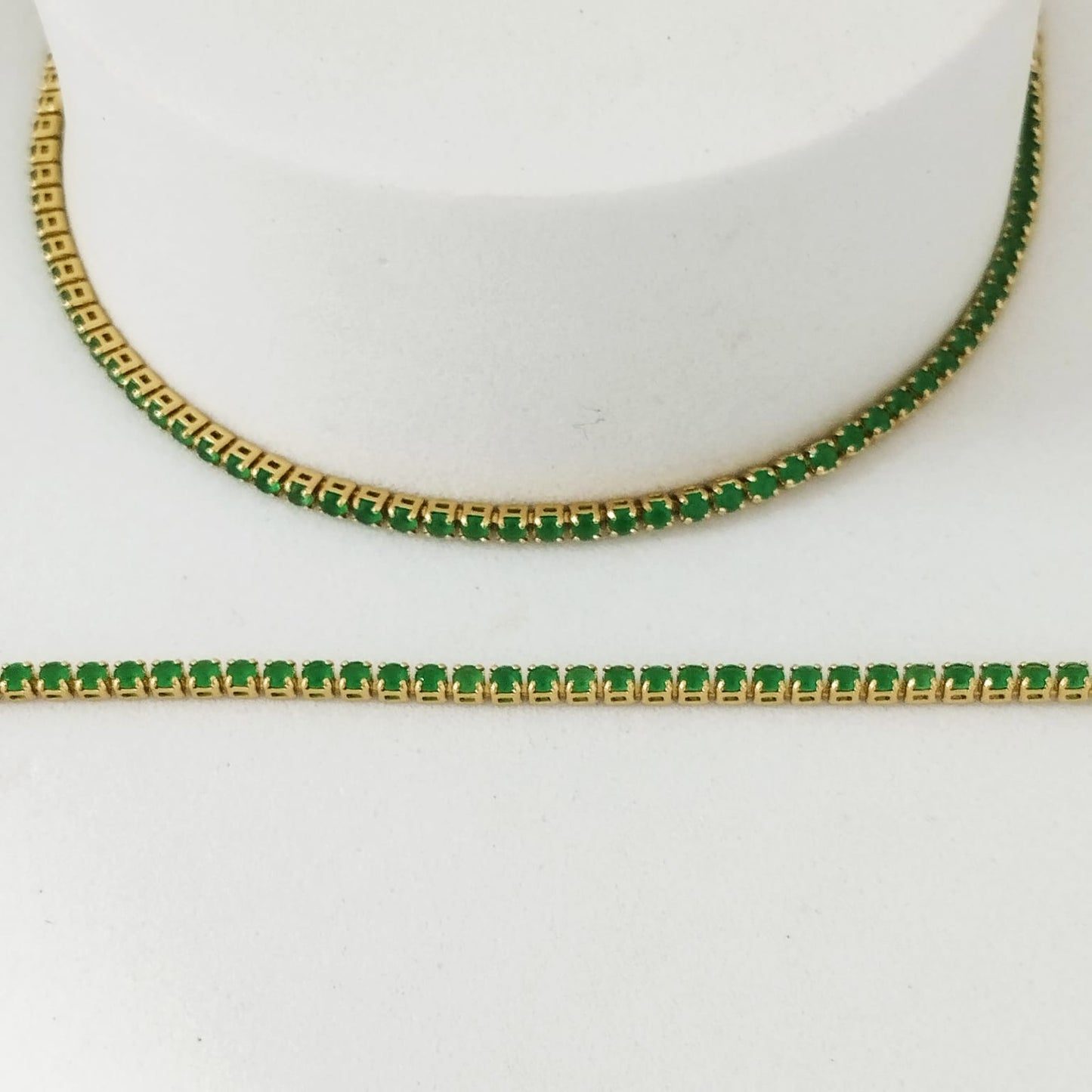 Pulso Tenis 17cm Con Extensores 2mm Piedras Murallas De Esmeralda . ID: 157