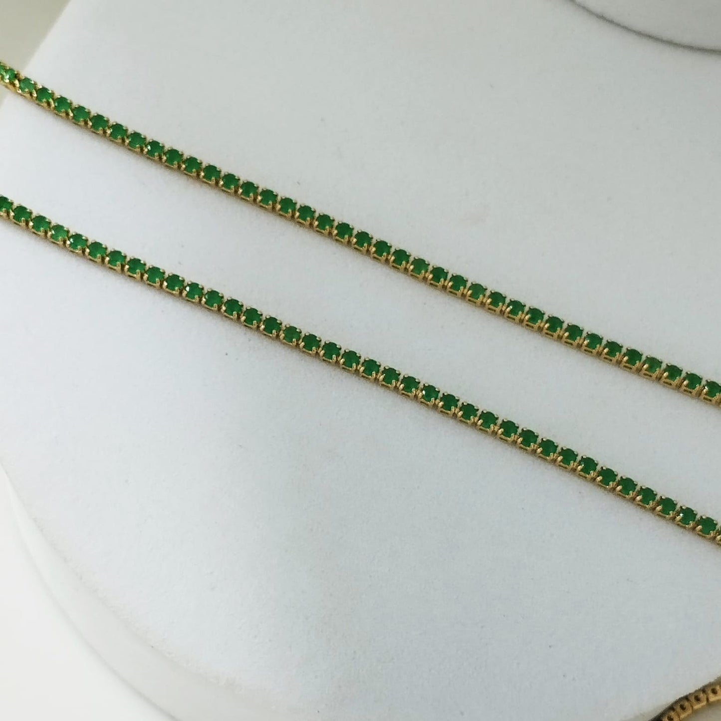 Pulso Tenis 17cm Con Extensores 2mm Piedras Murallas De Esmeralda . ID: 157