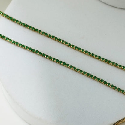 Pulso Tenis 17cm Con Extensores 2mm Piedras Murallas De Esmeralda . ID: 157