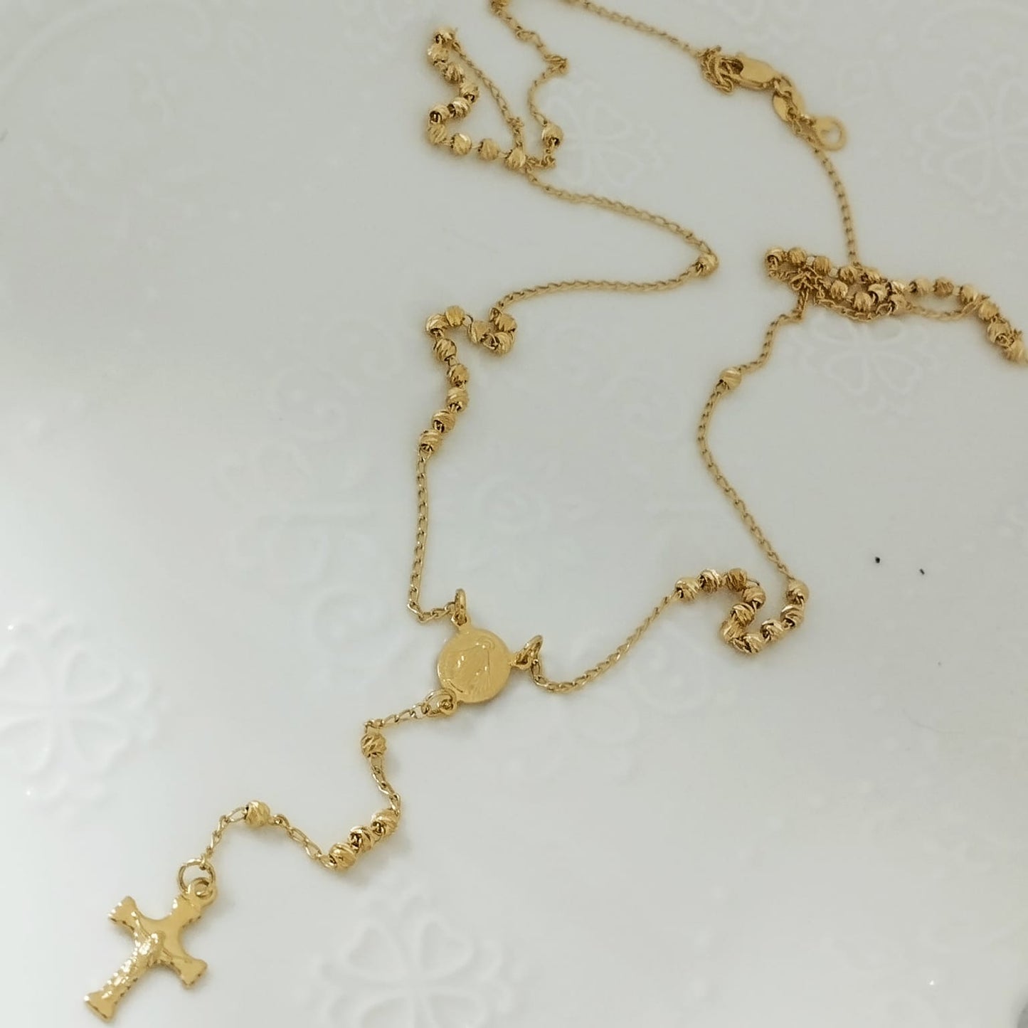 Rosario O Camándula 65cm Milagrosa y Cristo Amarillo Balin 3mm Diamantado ID: 153