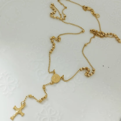 Rosario O Camándula 65cm Milagrosa y Cristo Amarillo Balin 3mm Diamantado ID: 153