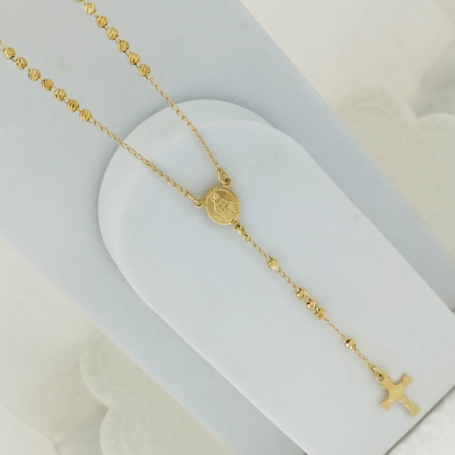 Rosario O Camándula 65cm Milagrosa y Cristo Amarillo Balin 3mm Diamantado ID: 153
