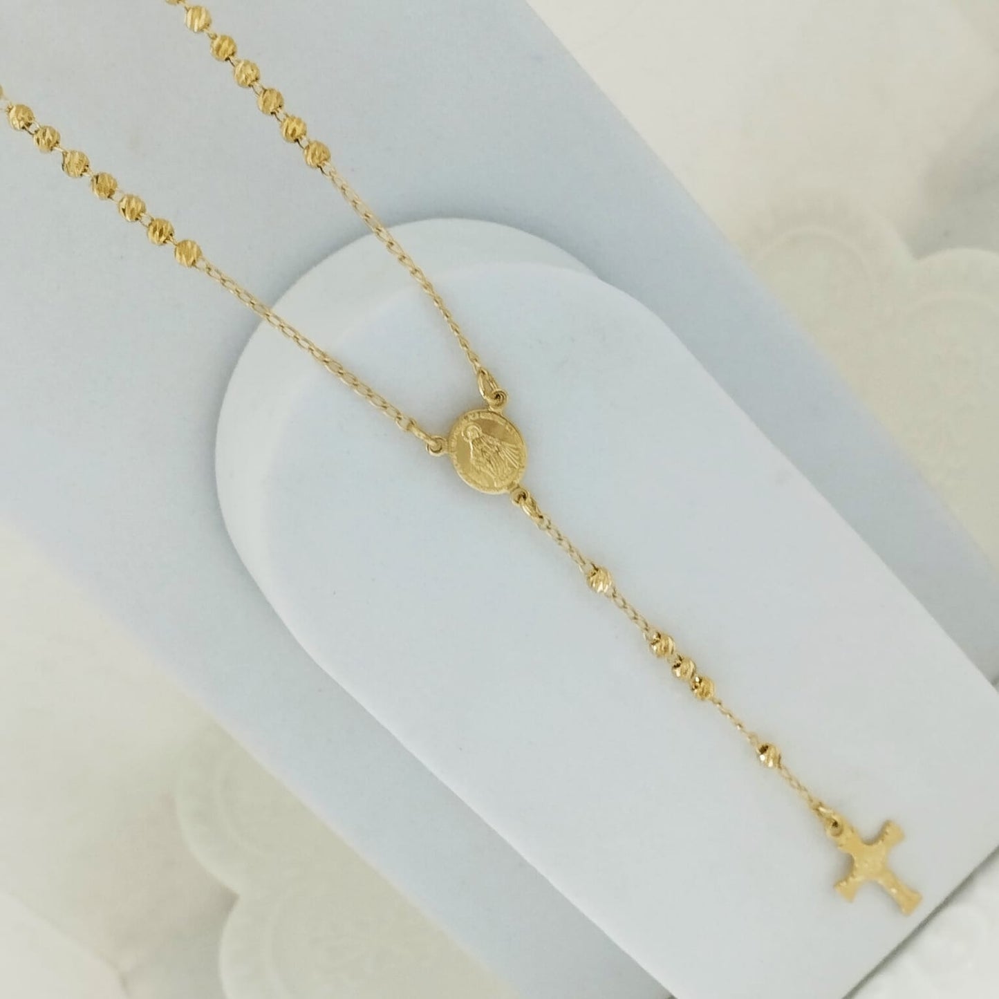 Rosario O Camándula 65cm Milagrosa y Cristo Amarillo Balin 3mm Diamantado ID: 153