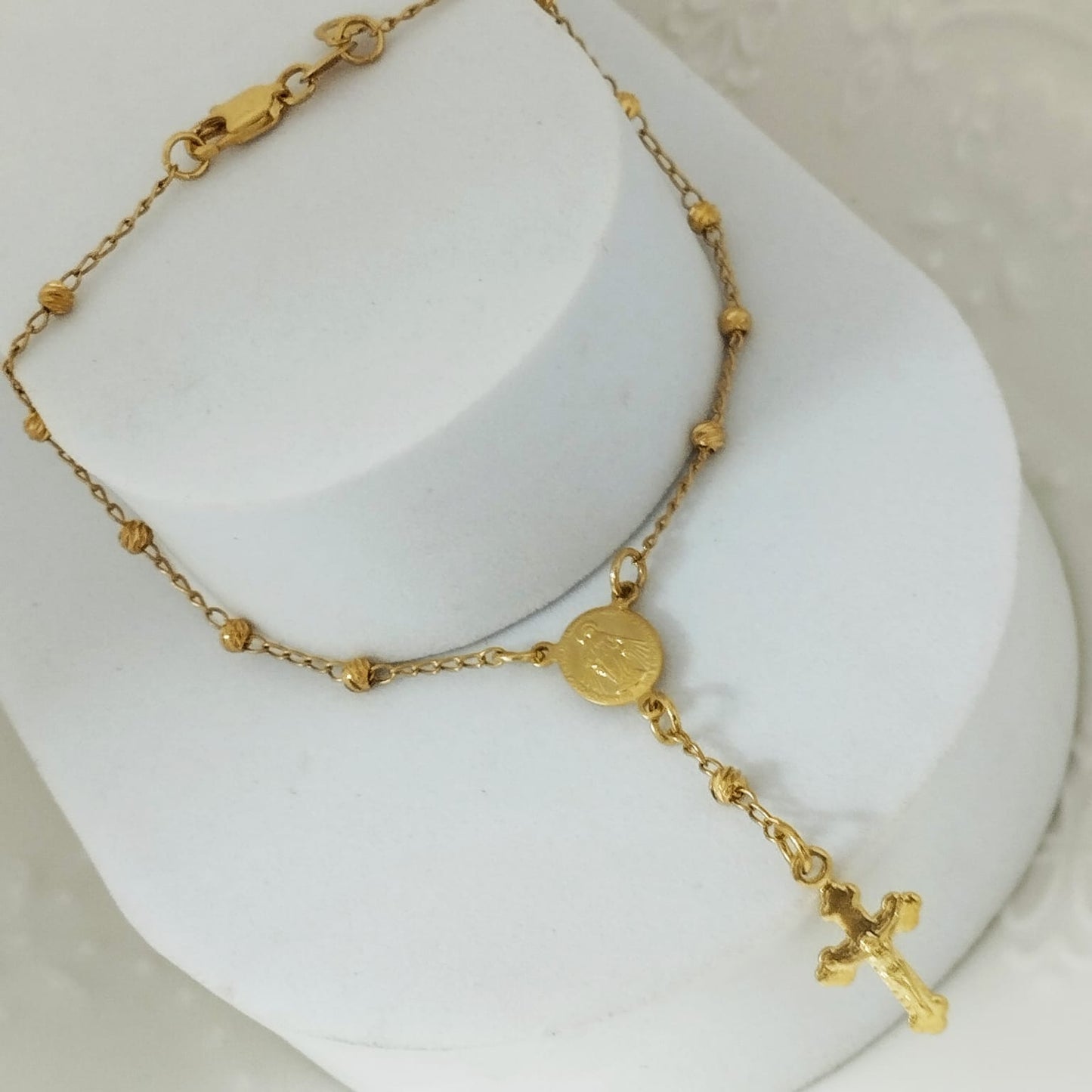 Pulso Denario 19cm Con Milagrosa Y Cristo Balin Diamantado 3mm ID: 161