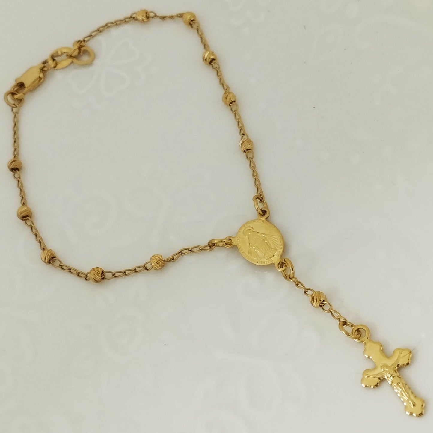 Pulso Denario 19cm Con Milagrosa Y Cristo Balin Diamantado 3mm ID: 161