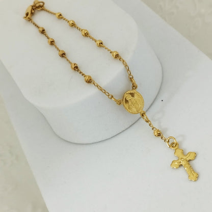 Pulso Denario 19cm Con Milagrosa Y Cristo Balin Diamantado 3mm ID: 161