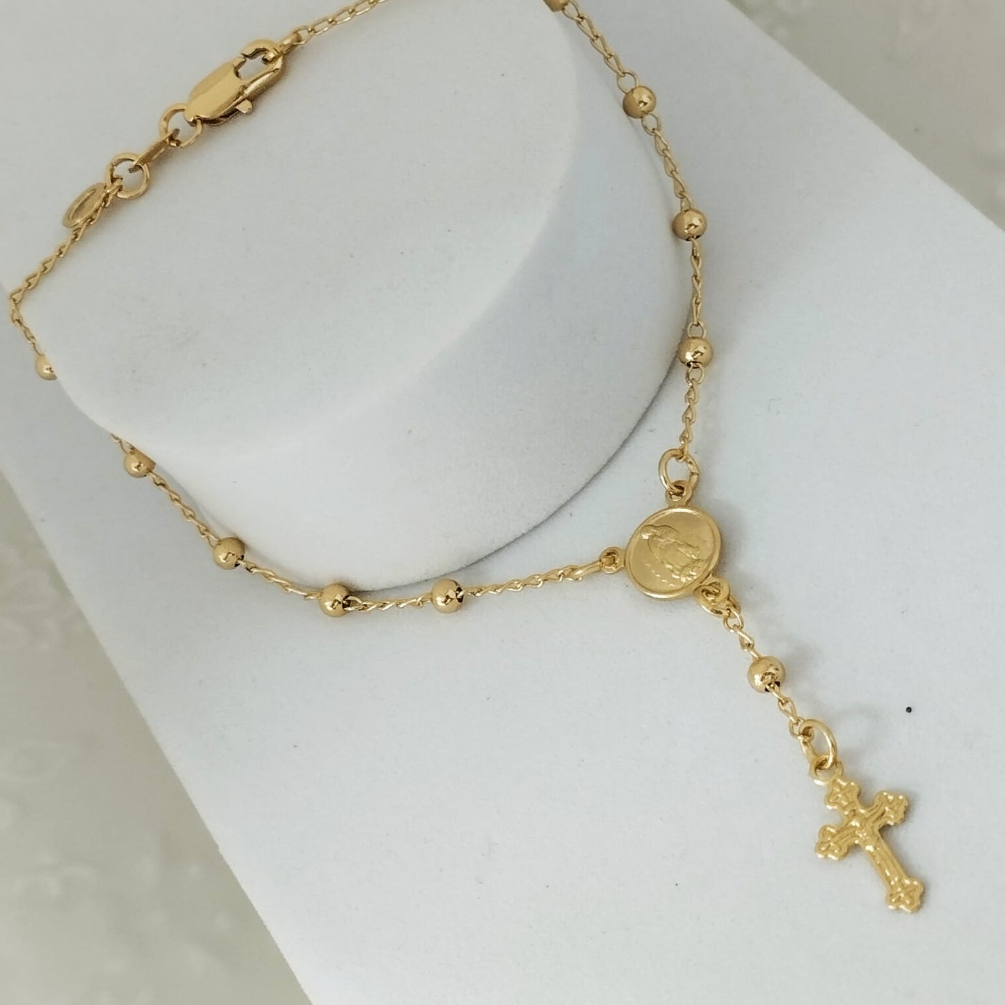 Pulso Denario 19cm Con Guadalupe Y Cristo Balin Liso 3mm ID: 166