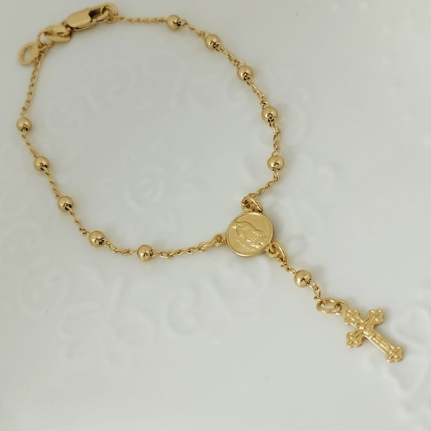 Pulso Denario 19cm Con Guadalupe Y Cristo Balin Liso 3mm ID: 166