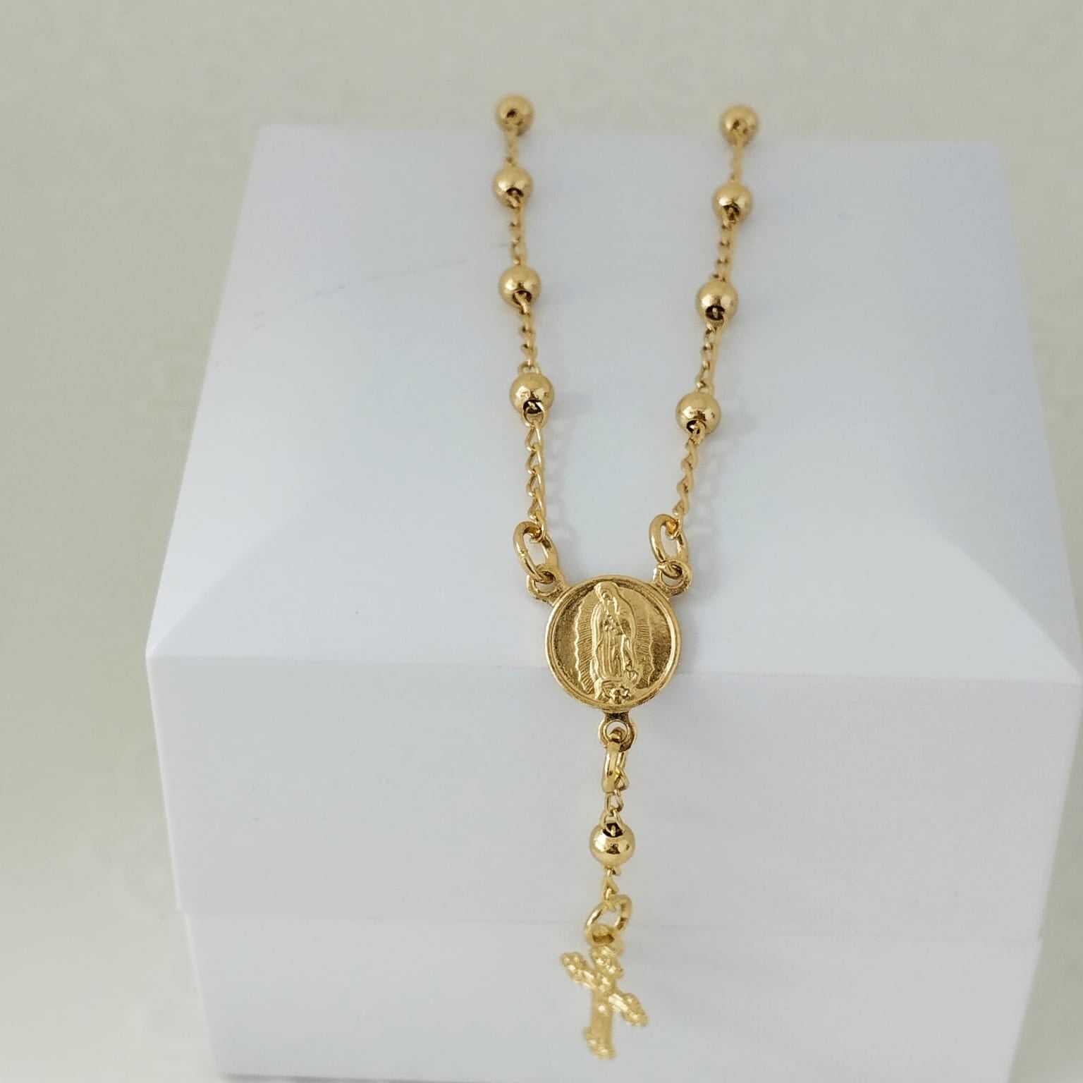 Pulso Denario 19cm Con Guadalupe Y Cristo Balin Liso 3mm ID: 166