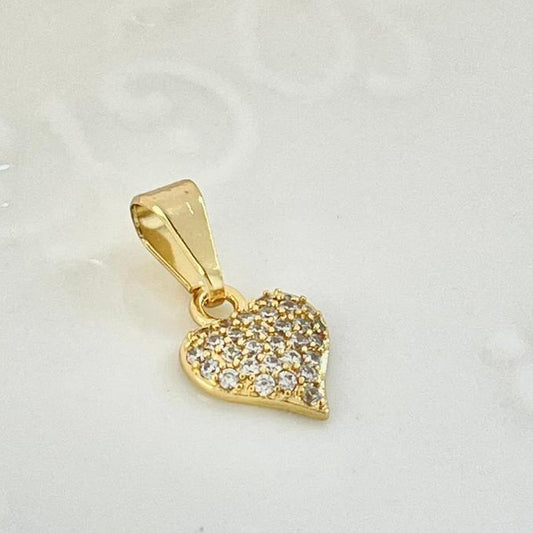 Dije Corazón Con Circón Blanco 1.6cm ID: 225