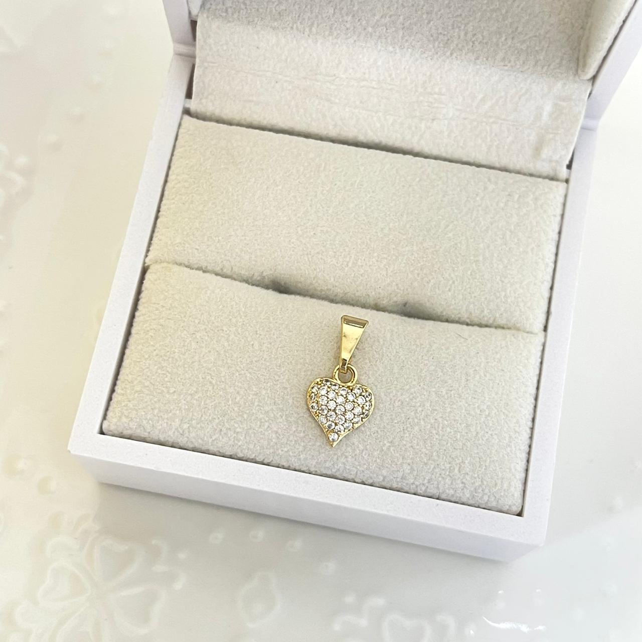 Dije Corazón Con Circón Blanco 1.6cm ID: 225