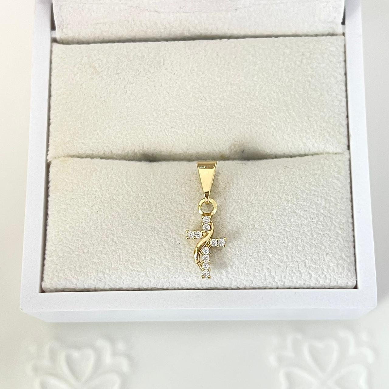 Dije Cruz Con Circon Blanco 2cm ID: 222