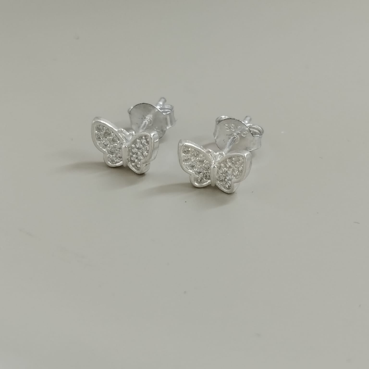 TOPO MARIPOSA BLANCO 1CM DE PLATA LEY 925 ID: 306