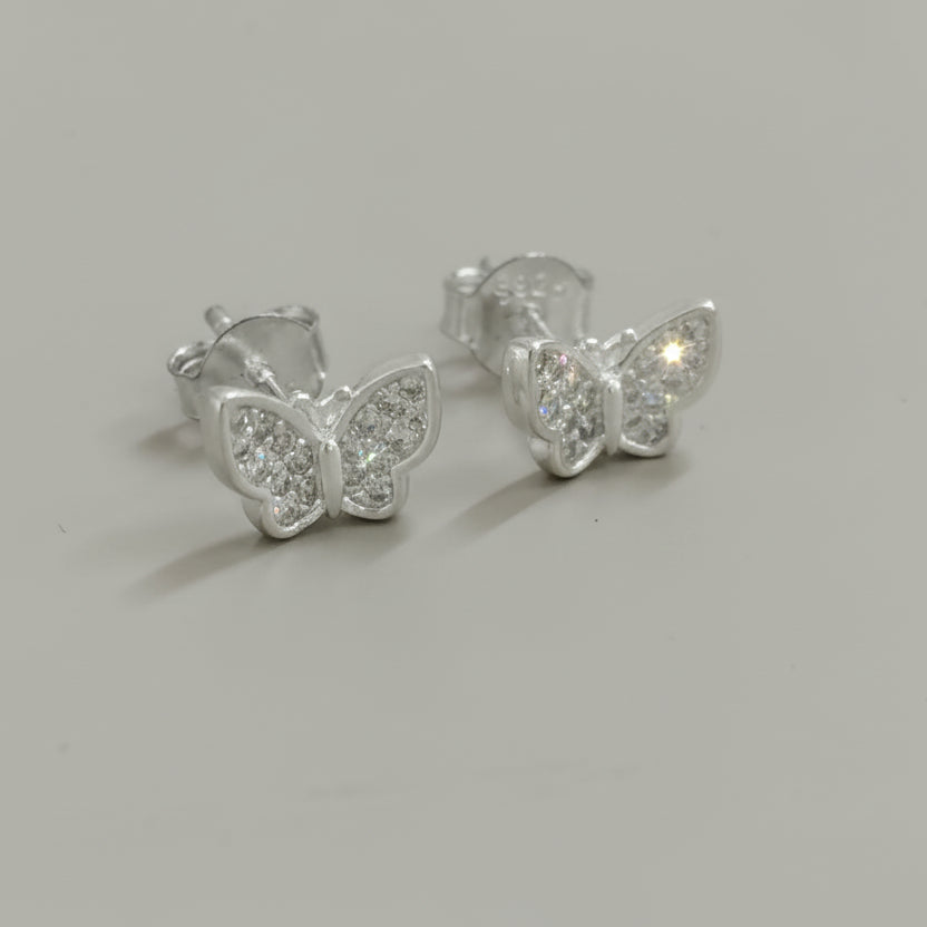 TOPO MARIPOSA BLANCO 1CM DE PLATA LEY 925 ID: 306