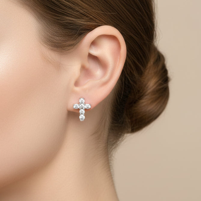 TOPO CRUZ CIRCON BLANCO 1.2CM DE PLATA LEY 925 ID: 305