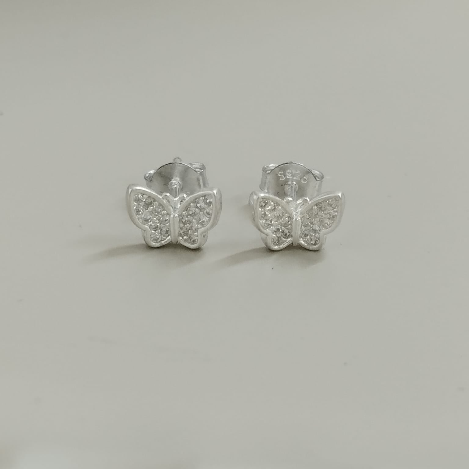 TOPO MARIPOSA BLANCO 1CM DE PLATA LEY 925 ID: 306