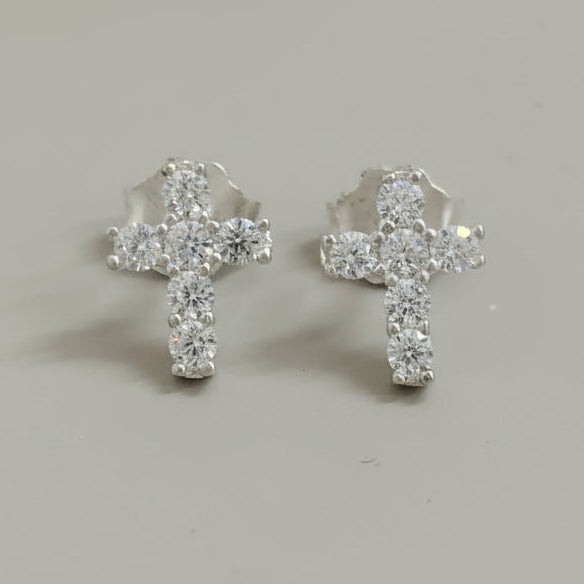 TOPO CRUZ CIRCON BLANCO 1.2CM DE PLATA LEY 925 ID: 305