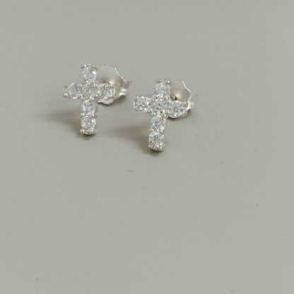 TOPO CRUZ CIRCON BLANCO 1.2CM DE PLATA LEY 925 ID: 305