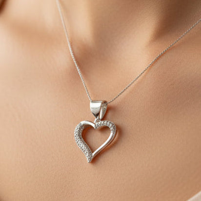 DIJE CORAZON SILUETA CIRCONES 2.5CM DE PLATA LEY 925 ID: 287