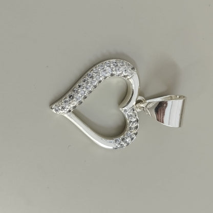 DIJE CORAZON SILUETA CIRCONES 2.5CM DE PLATA LEY 925 ID: 287