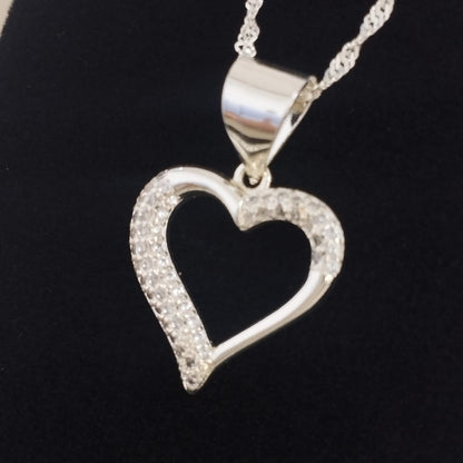 DIJE CORAZON SILUETA CIRCONES 2.5CM DE PLATA LEY 925 ID: 287