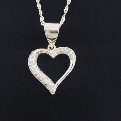 DIJE CORAZON SILUETA CIRCONES 2.5CM DE PLATA LEY 925 ID: 287