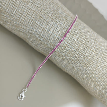 PULSERA TENNIS FUCSIA Y PLATA 2MM-17CM ID: 257