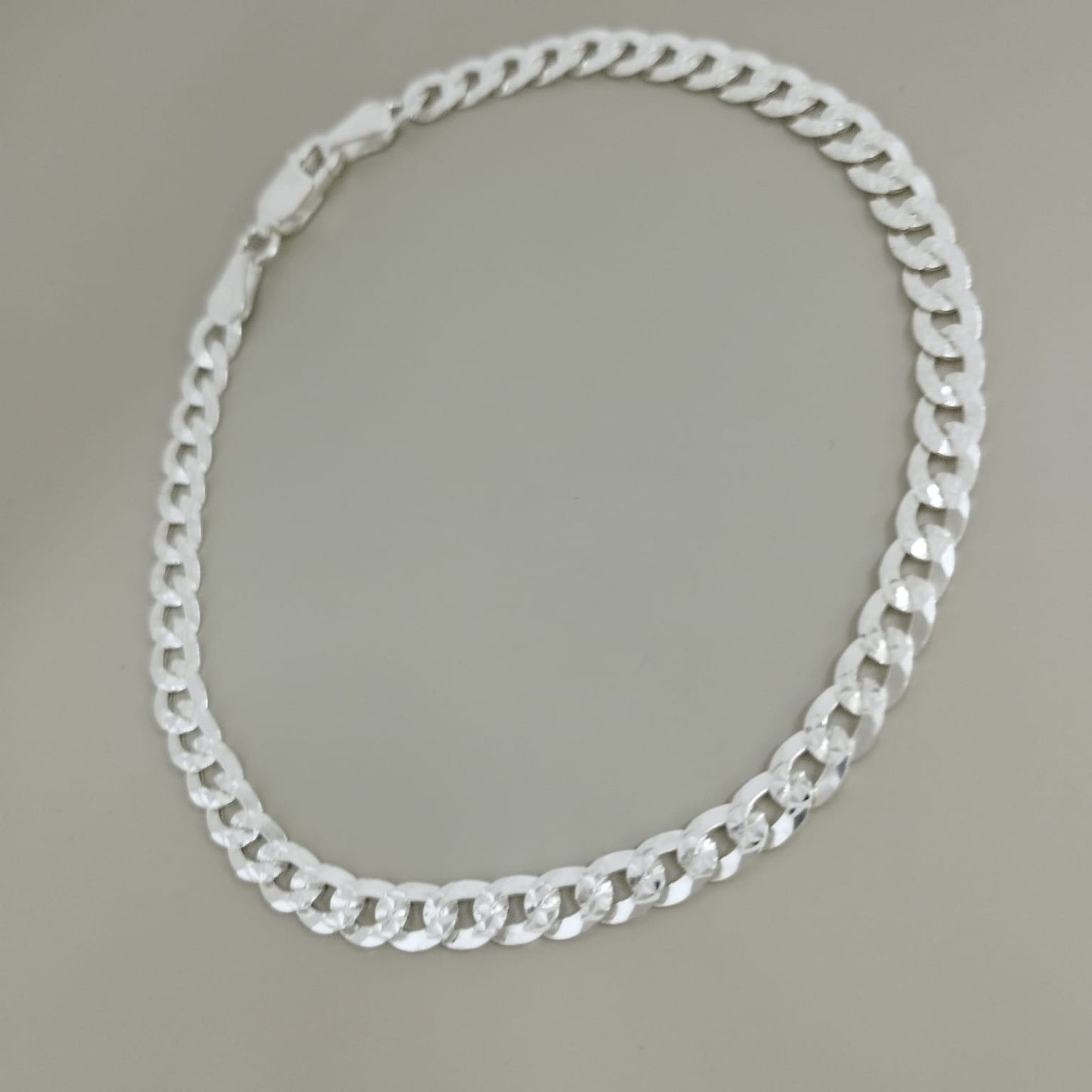 PULSO CUBANO DIAMANTADO 19CM 4MM DE PLATA ID: 274