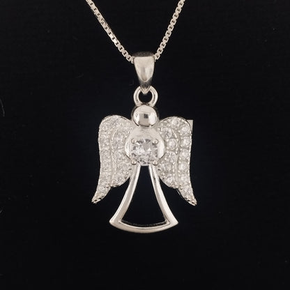 DIJE ANGEL CIRCONES Y CRISTAL 2.5CM DE PLATA LEY 925 ID: 286