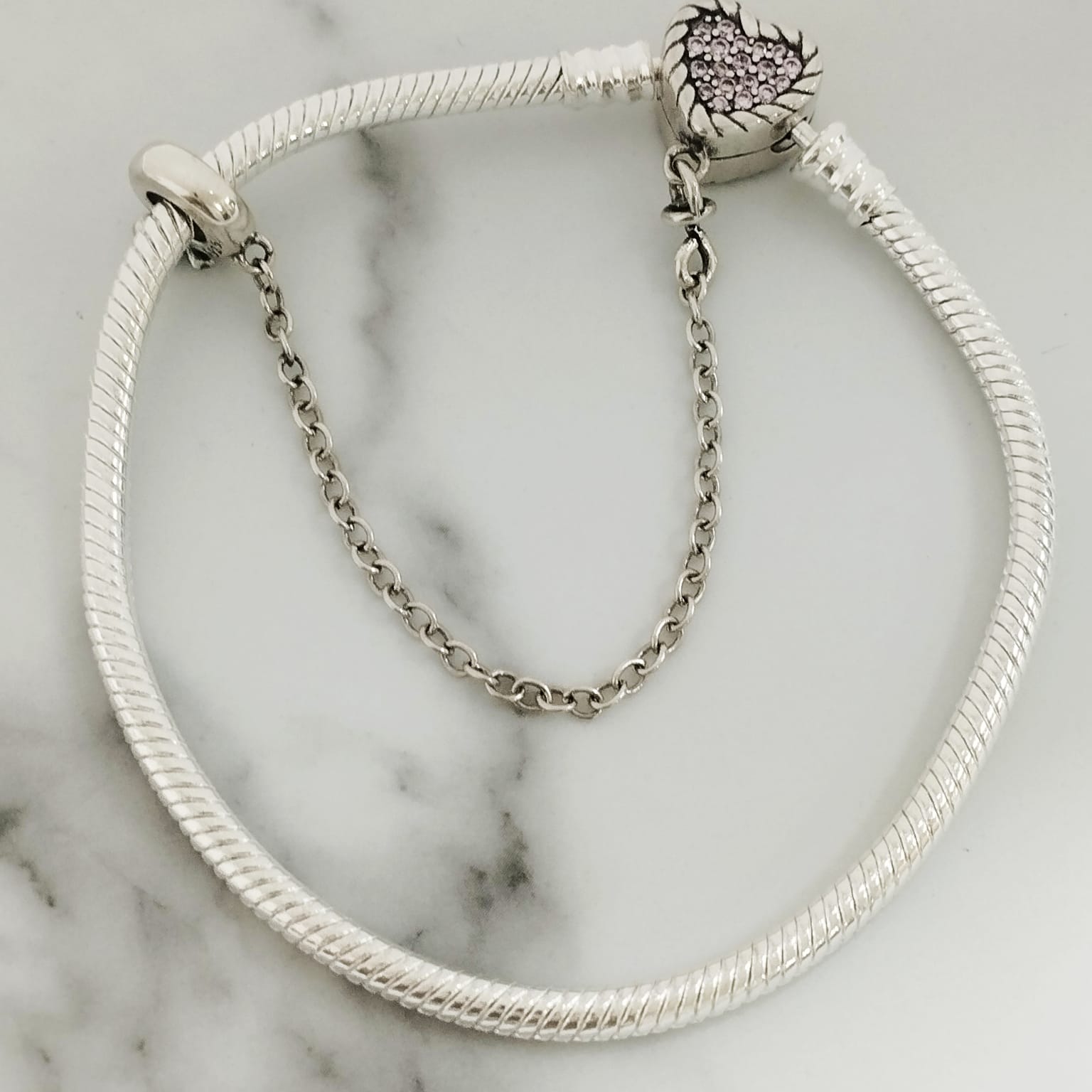 Pulsera Pandora plata ley 925 Broche Corazón Circo Rosa 19cm ID: 314