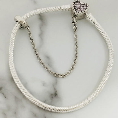 Pulsera Pandora plata ley 925 Broche Corazón Circo Rosa 19cm ID: 314