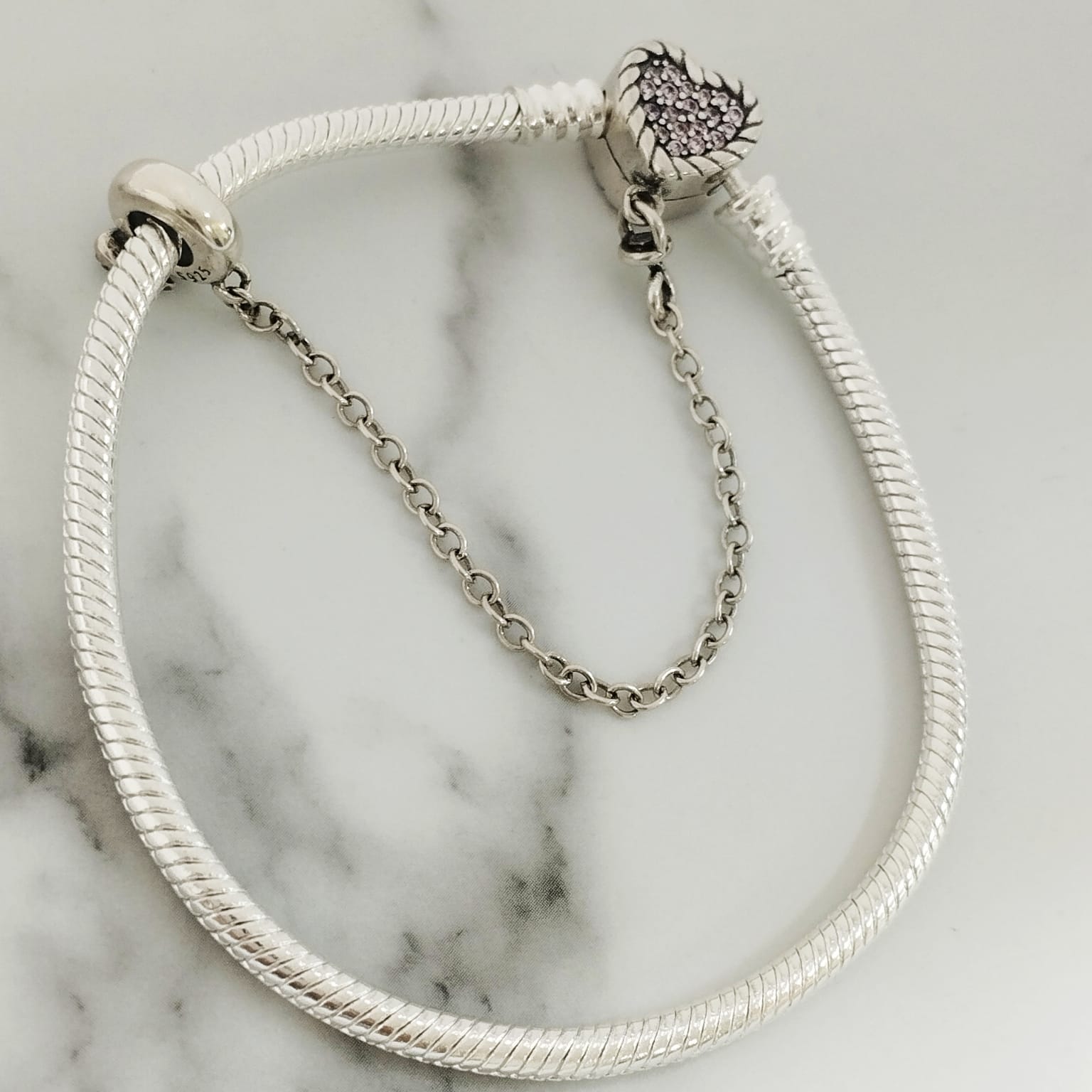Pulsera Pandora plata ley 925 Broche Corazón Circo Rosa 19cm ID: 314