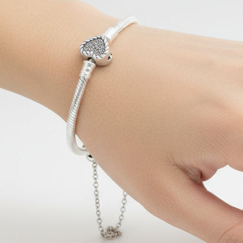 Pulsera Pandora plata ley 925 Broche Corazón Circo Rosa 19cm ID: 314