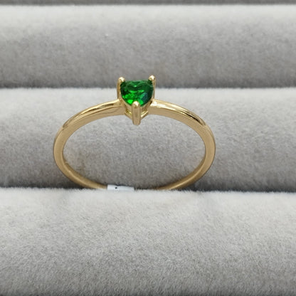Anillo Solitario Corazón Circón Verde T7 1/2 ID: 371