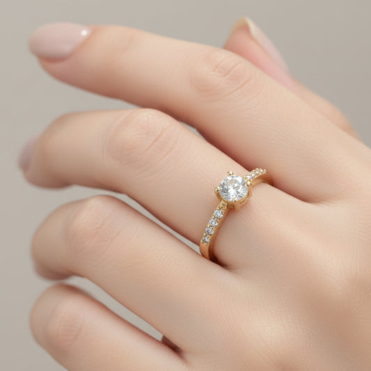 Anillo Solitario Con Circon Blanco T4 ID: 350