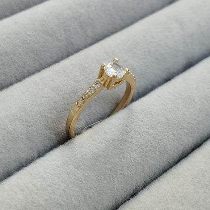 Anillo Solitario Con Circon Blanco T4 ID: 350