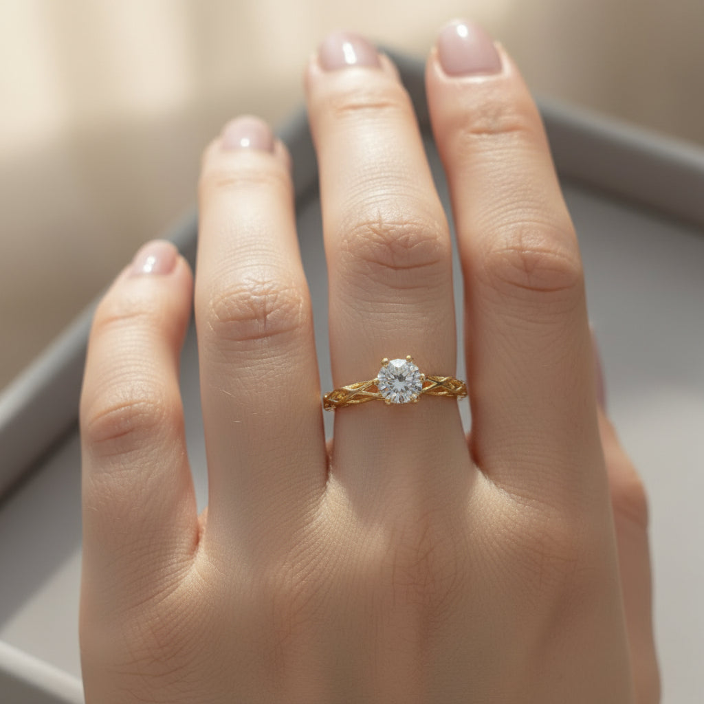 Anillo Solitario Con Circon Blanco T7 1/2 ID: 358