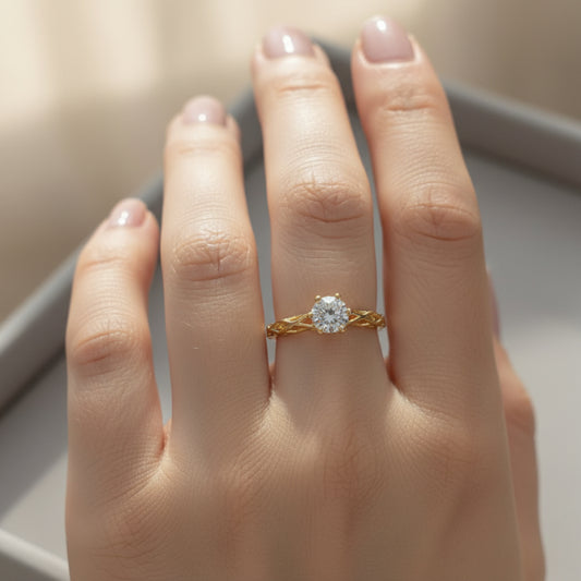 Anillo Solitario Con Circon Blanco T7 1/2 ID: 358