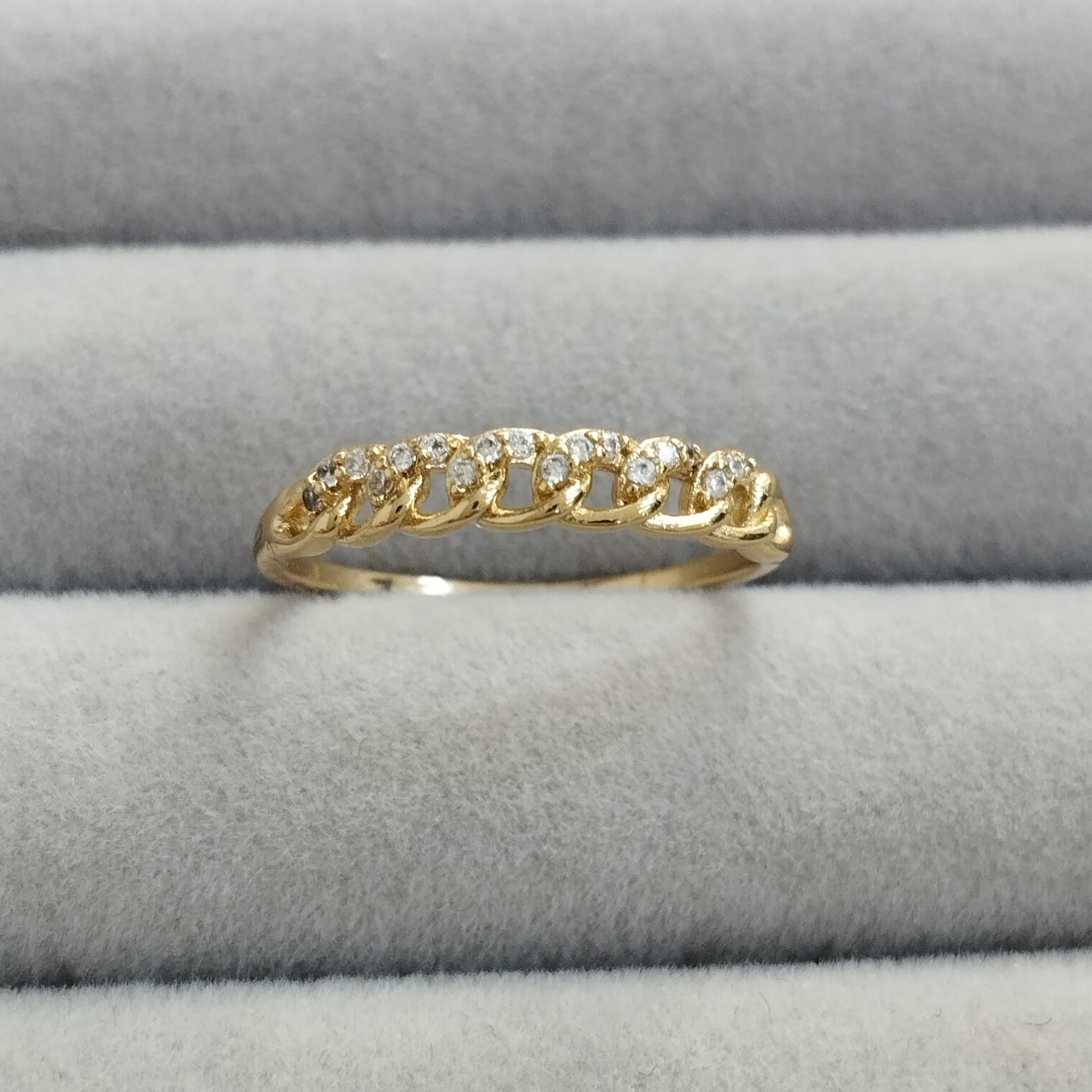 Anillo Cubano Con Circón Blanco T7 ID: 356