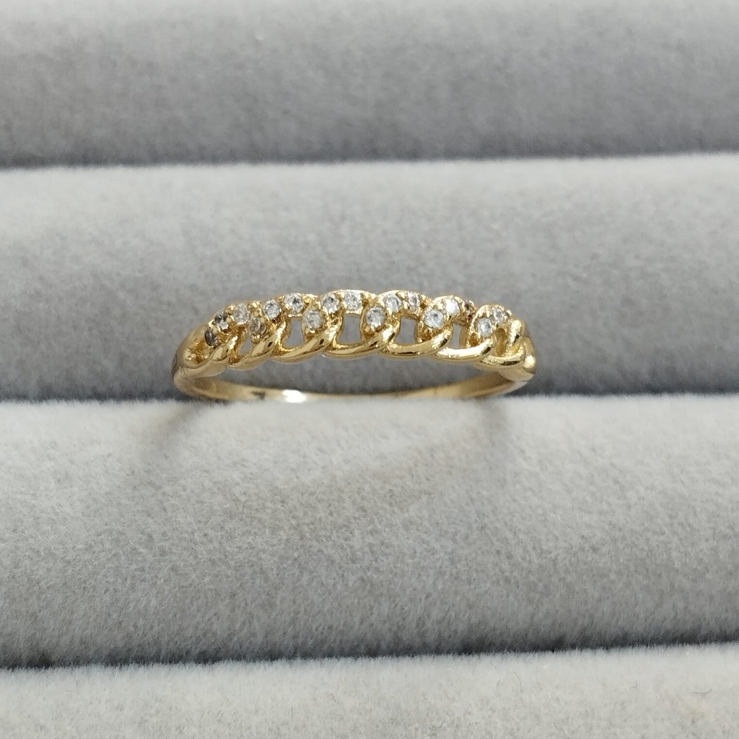 Anillo Cubano Con Circón Blanco T7 ID: 356