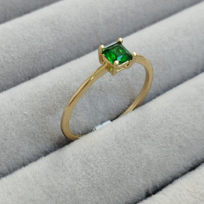 Anillo Solitario Con Circón Verde T7 ID: 355