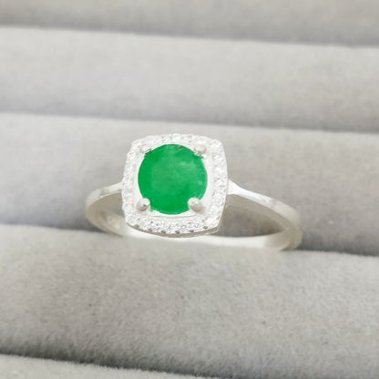 Anillo Esmeralda 6mm cuadrada y Circon Blanco T8 1/2 ID: 522