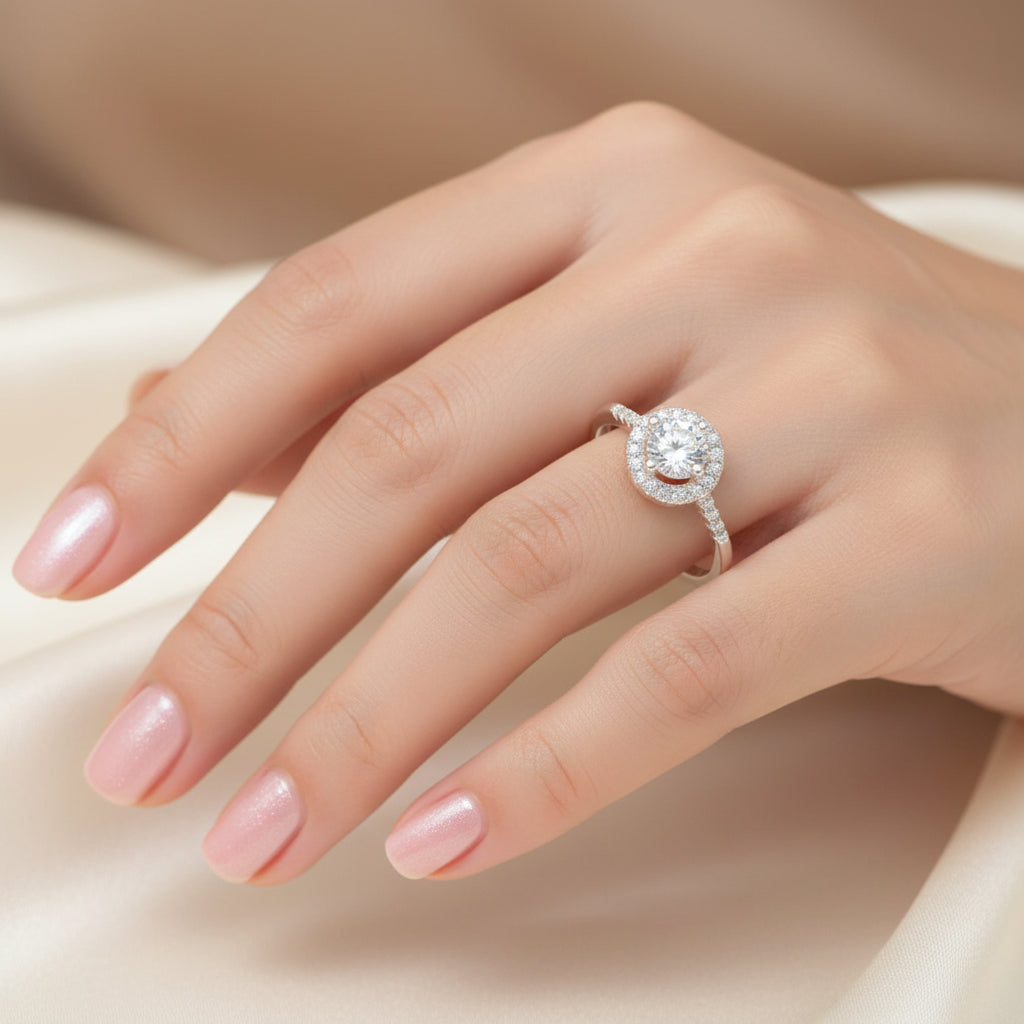 Anillo Solitario Circón Blanco T9 Plata Ley 925 ID: 422